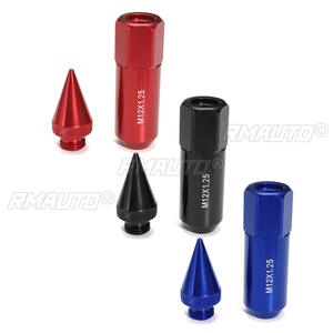 20 pièces d'écrous de roue de voiture en aluminium M12X1.25 avec pointes de 60 mm, allongés, Tuner, bleu/rouge/noir - Product Image 4