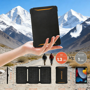 Alecter <b>Solar</b> Ultra-<b>Portable</b> Durable 23% Efficient Black <b>Solar</b> Charger 20W Foldable IP67 <b>Panel</b> Emergency Power Outdoor Model - Product Image 5