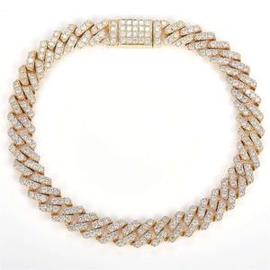 Moissanite Brilliant Cut Diamond Luxury Unisex Bracelet 10 Kt <b>Solid</b> <b>Gold</b> Square Cuban Link Iced Out Moissanite Bracelet - Product Image 1