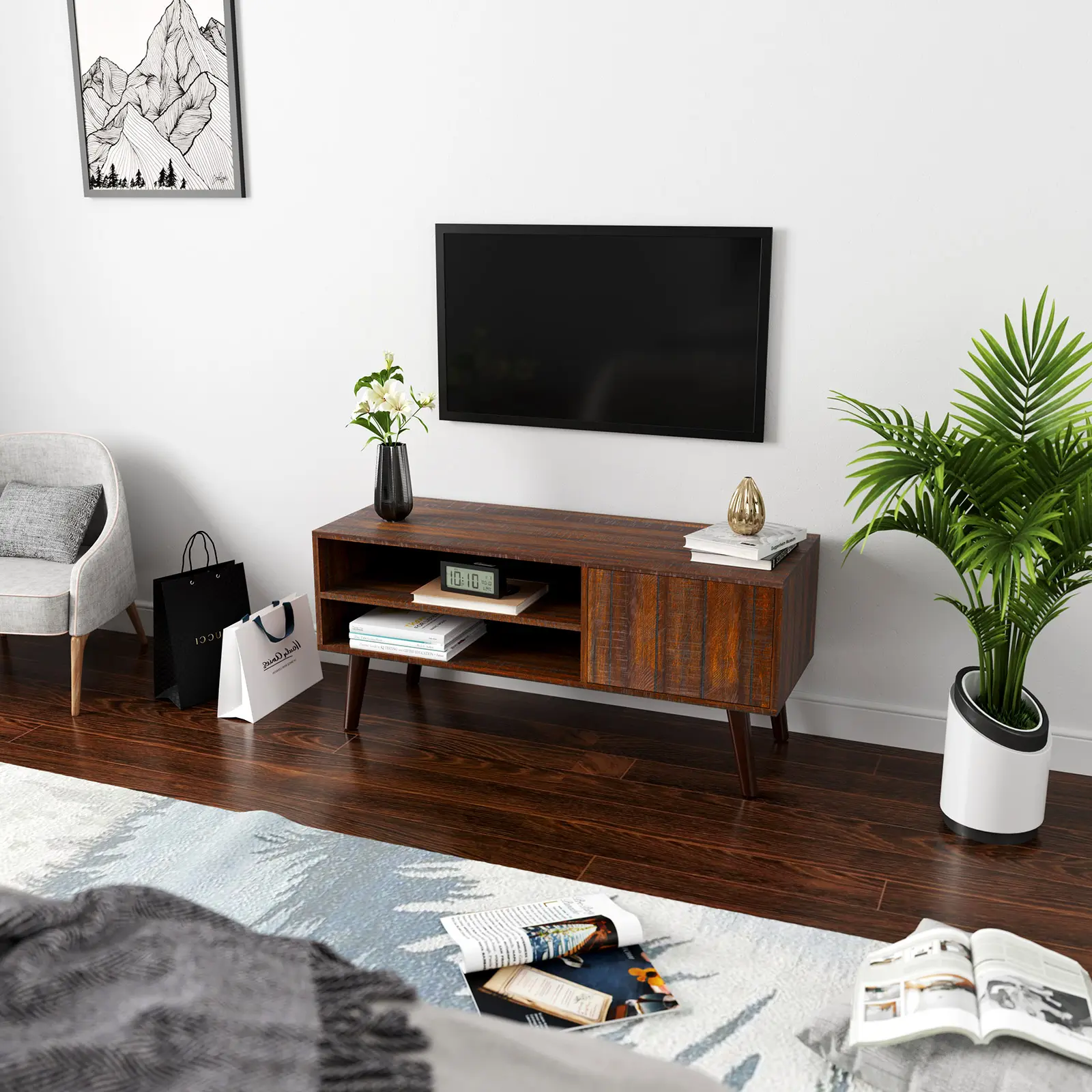 Vasagle đồ nội thất phòng khách TV Tủ thiết kế mô hình mới bằng gỗ giá thấp bảng TV đứng phòng khách truyền hình đứng