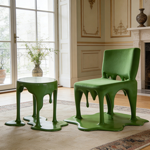 Set Tavolo e Sedie Artistico con Effetto Goccia di Cera Irregolare, Colore e Materiale Personalizzabili - Product Image 3