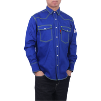 Camisa de Trabajo Resistente al Fuego para Hombre, 100% Algodón, Transpirable, para Soldadura, Blanca con Botones a Presión