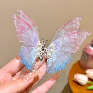 Pinces à cheveux papillon Boho Big Pearl Green Butterfly Hair <span class=keywords><strong>Barrette</strong></span> 3D Moving Wings Fairy Hairpin Accessoires pour femmes filles - Product Image 6
