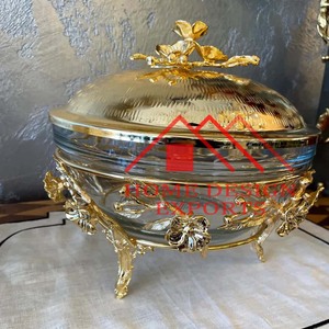 Recipientes para Calentar Alimentos de Latón y Vidrio de Lujo para Hoteles y Restaurantes, Decoración para Fiestas de Boda - Product Image 6