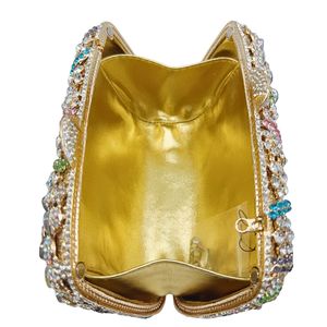 Bolso de mano de lujo para mujer con diseño floral de pedrería, correa de cadena y cuentas brillantes para bodas y fiestas. - Product Image 6