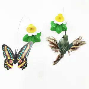 Juguete interactivo para masticar con forma de mariposa y gato, pájaro volador eléctrico giratorio divertido