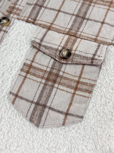 Men's Plaid <b>Fleece</b> <b>Jacket</b> Sherpa <b>Lined</b> Turn-down Collar Button Closure Casual Winter Coat Regular Fit - Product Image 5