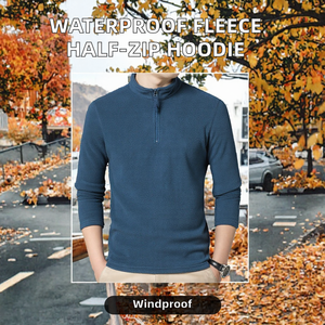 Sudadera de Forro Polar con Cuello Alto y Media Cremallera para Hombre, Color Liso, Manga Larga, Capa Base Cálida para Otoño e Invierno - Product Image 2
