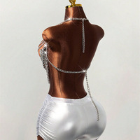 Nuevo Top Halter con Cadena para el Pecho, Diseño Geométrico, Acrílico, Hecho a Mano con Perlas, para Mujer
