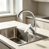 Robinet de cuisine en alliage de zinc au design moderne, à installation sur plan, avec cartouche céramique, idéal pour les cuisines d'hôtels et d'appartements