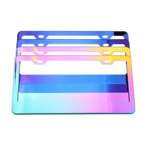 Marco de matrícula de acero inoxidable azul iridiscente con especificaciones de EE. UU., personalización popular de placas de matrícula - Product Image 4