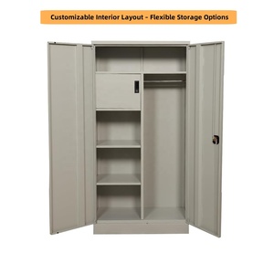 Luxury Steel Wardrobe Storage Organizer Wardrobe Bedroom Wardrobe Design with <b>Lock</b> 2 Door Filing <b>Cabinet</b> - Product Image 3