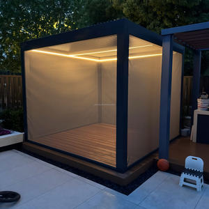 Pavillon de jardin électrique intelligent en aluminium <span class=keywords><strong>composite</strong></span> à usage domestique, coupe-vent, résistant au soleil et à l'eau, fabricant de gros - Product Image 5