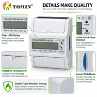 Compteur d'énergie numérique intelligent monophasé 2 fils pour rail DIN, usage domestique, analogique, kWh