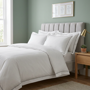 600 Thread Count Cotton Dobby Style All-Season Bedding Set with Plain Dyed <b>Flat</b> <b>Sheet</b> 110g Premium Comfort and Durability - Product Image 3