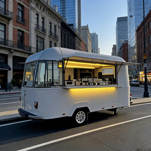 Chariot mobile vintage blanc en acier inoxydable à 4 roues avec fenêtre de service ouverte pour les opérations urbaines de café, de crème glacée et de restauration rapide - Product Image 5