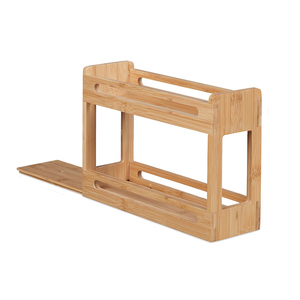 Étagère à épices coulissante à double niveau en bambou extensible avec design multifonctionnel pour <span class=keywords><strong>placard</strong></span> et armoire de cuisine - Product Image 4