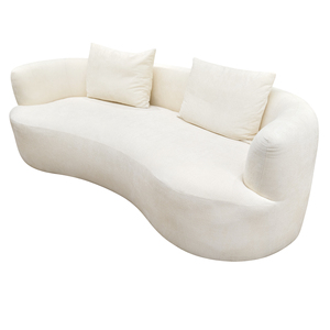 ผู้ผลิต OEM/ODM โซฟาโค้งรุ่นใหม่หุ้มผ้ากำมะหยี่สีครีมสำหรับเฟอร์นิเจอร์ห้องนั่งเล่น - Product Image 1