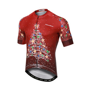 Vente en gros de chemises de cyclisme à manches longues/courtes avec motif de Noël, respirantes, anti-transpiration, impression personnalisée pour le cyclisme - Product Image 1