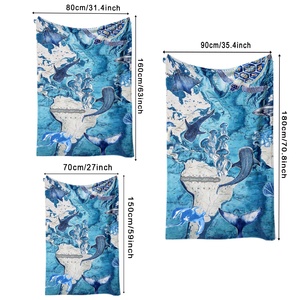 Serviette de plage ChamXue Série Bleue Style Océan, séchage rapide, ultra absorbante, en microfibre, motif tortue de mer de dessin animé - Product Image 5