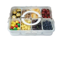 Boîte à collation compartimentée avec couvercle et poignée, plateau de service, organiseur de collations pour adultes, plateau à fruits