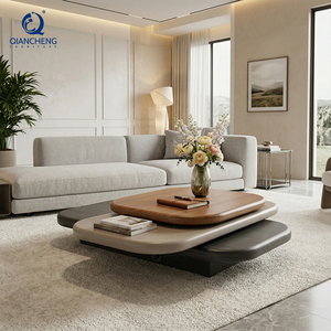 Tavolini <span class=keywords><strong>da</strong></span> Caffè di Lusso Personalizzabili per Soggiorno, Set Nordico Girevole, Tavolo Centrale <span class=keywords><strong>Rettangolare</strong></span> in Legno Moderno - Product Image 1