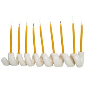 Vendita calda funky Hannukkah home art decor maculato bobina conica candela portacandele ceramica macaronah swirl maccheroni menorah