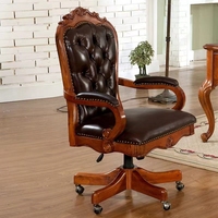 Mobilier de bureau PDG chaise de direction rotative chaise de bureau en cuir étude en bois massif sculpté américain chaise pivotante en bois massif