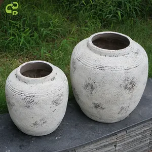 Kustom vintage bertekstur bulat pot pot pot pot bunga dekorasi rumah vas terakota pedesaan besar untuk ruang tamu