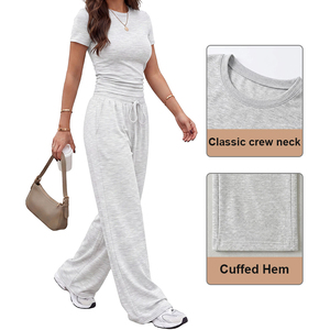 Trajes de Dos Piezas para <span class=keywords><strong>Mujer</strong></span>, <span class=keywords><strong>Tallas</strong></span> Grandes, Suaves y Cómodos, Corte Holgado, Pantalones Anchos a Juego, Tiempo de Entrega: 15 Días - Product Image 5