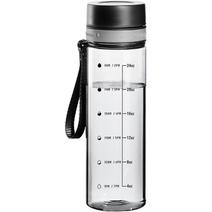 Offre Spéciale – Bouteille d'eau minérale écologique en PC sans BPA de 1 L (32 oz) avec marqueur de temps et corde, idéale pour les activités sportives en extérieur et l'eau bouillante - Product Image 1