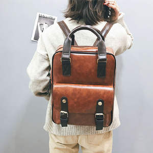 防盗棕色少女书包防水复古笔记本旅行背包 - Product Image 6