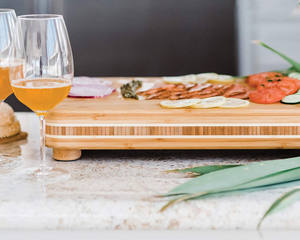 Bloc à découper en bambou, planche à découper en bambou pour la cuisine, plats en bois de bambou avec pied pour la préparation des aliments - Product Image 3