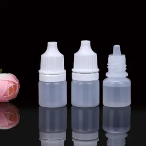 2ml 3ml pequeña gota de ojo vacía transparente/botella de plástico blanco HDPE medicina botella cuentagotas líquido