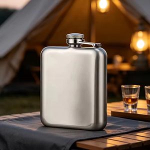 Meilleures ventes : Gourde carrée 301-400ml avec tige de connexion en acier inoxydable 304, gourde à whisky portable, bouteille de vin pour l'extérieur - Product Image 1