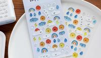 Autocollants décoratifs en résine style coréen, motifs visages et météo, mignons pour scrapbooking, journal et loisirs créatifs DIY BONBON