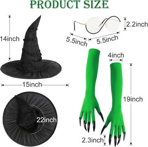 SOLPOP Accesorios para Fiestas, Guantes Verdes con Garras para Mujer, Disfraz <span class=keywords><strong>de</strong></span> Bruja Malvada para Halloween - Product Image 2