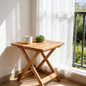 Table d'appoint pliante en bois de sapin naturel sélectionné, table portable pour camping-car, table de voyage, table de camping, table à café, couleur personnalisable - Product Image 1