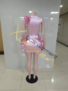 Ocstrade Abito <span class=keywords><strong>Mini</strong></span> di Lusso Rosa con Strass e Rete Trasparente, Monospalla in Raso con Volant, Vestito Corto Aderente <span class=keywords><strong>da</strong></span> Club, Abito <span class=keywords><strong>da</strong></span> <span class=keywords><strong>Sera</strong></span> - Product Image 6