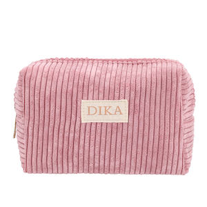 工場カスタム品質コーデュロイベルベットメイクアップ化粧品美容トイレタリージッパーバッグオーガナイザー、プライベートラベルロゴ付き - Product Image 1