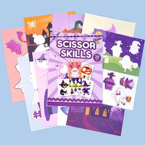 Kit de Arte y Manualidades para Niños, Educación Temprana, Halloween, Manualidades Creativas, Libro de Recortes de Papel con Dibujos Animados - Product Image 1