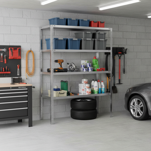 Scaffale Estensibile in Acciaio Inox AISI 304 per Garage, 120x30cm con 3 Ripiani, Altezza 150cm - Product Image 3