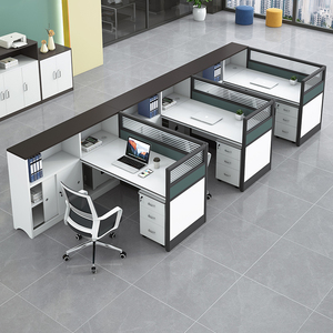 Mesa de oficina blanca de madera moderna Mesa de personal comercial Estación DE TRABAJO modular Cajón Gabinete alto Escritorios de oficina modulares para 3 4 personas - Product Image 2