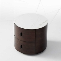 Table de chevet minimaliste italienne de style nordique avec rangement, en bois massif et plateau en ardoise, 40 cm, pour petits espaces, Chine