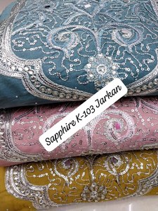 Designer Georgette Coupe Droite Kurti Avec Broderie Travail Palazzo avec Dupatta Indian Salwar Suit par Royal Export - Product Image 2