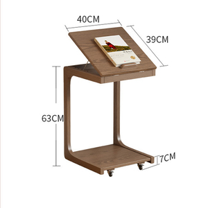 Toptan Modern <span class=keywords><strong>C</strong></span> Şekilli Ahşap Sehpa, Ev Oturma Odası Mobilyaları için Ayarlanabilir Döner Tekerleğiyle Kanepe Yan Sehpası - Product Image 3