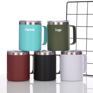 Vaso de café reutilizable al vacío con aislamiento de acero inoxidable de 12OZ, <span class=keywords><strong>taza</strong></span> de café de doble pared con asa - Product Image 2