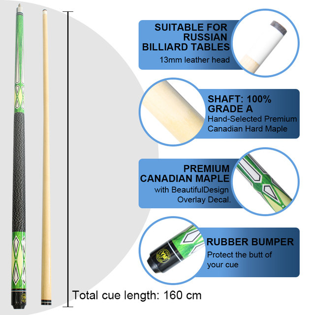 2-Pcs Ebony Wood Rod Box Snooker Carom Cue Stick 10mm Tip Steel Joint Decal Billiard Cue for Pool Sports Maple Butt MOQ 1 Piece