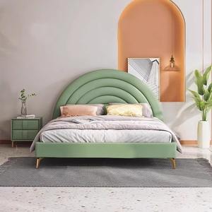 Cama doble moderna de dibujos animados de arcoíris para niños, madera maciza de cuero suave para dormitorio, Hotel, apartamento, escuela, jardín de infantes - Product Image 2