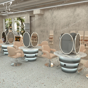 Station <span class=keywords><strong>miroir</strong></span> <span class=keywords><strong>de</strong></span> <span class=keywords><strong>salon</strong></span> <span class=keywords><strong>de</strong></span> <span class=keywords><strong>coiffure</strong></span> à simple face unique Table ronde <span class=keywords><strong>de</strong></span> repassage et <span class=keywords><strong>de</strong></span> teinture en verre avec LED pour <span class=keywords><strong>salon</strong></span> <span class=keywords><strong>de</strong></span> <span class=keywords><strong>coiffure</strong></span> et <span class=keywords><strong>de</strong></span> manucure - Product Image 3